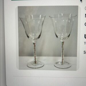 Pier 1 hand blown red/green/white ribbon twisted stem large wine goblet 6 avail.